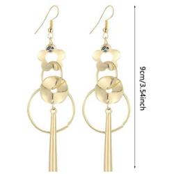 ZRosse 2 Pairs Floral rhinestone Long Earrings Pendientes Jewelry Round Dangle Earrings For Women Gold Color Fashion