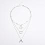 NICEMOVIC Dainty Layered Choker Necklace Bar Disc Necklaces Map Pendant Necklace Silver-plated alloy Layered Necklaces for Women