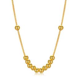 18K Gold Satellite Beads Necklace for Women, Yellow Gold Bead ball Choker Necklace Italian Wheat Chain Jewelry Birthday Gifts for Her, Wife, Mom, Girl 16''+1''