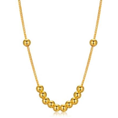 18K Gold Satellite Beads Necklace for Women, Yellow Gold Bead ball Choker Necklace Italian Wheat Chain Jewelry Birthday Gifts for Her, Wife, Mom, Girl 16''+1''