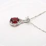 JYX Gemstone Jewellery Garnet Pendant Genuine 925 Sterling Silver Chain 7×9mm Oval Garnet Pendant Necklace for Women Girls
