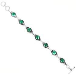 Malachite Bracelet 925 Silver Overlay Handmade Boho Style Jewelry