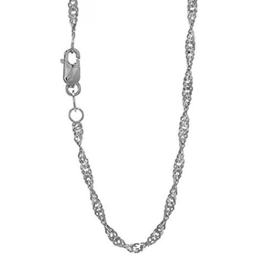 14K Yellow or White Gold 1.50mm Shiny Classic Singapore Chain Necklace for Pendants and Charms with Lobster-Claw Clasp (16'' 18'' 20'' or 24 inch)