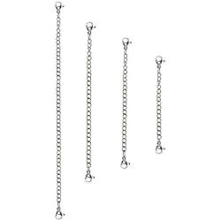 Set of 4 Stainless Steel Chain Link Extenders for Pendant Necklace Bracelet Anklet (2-6 Inches)