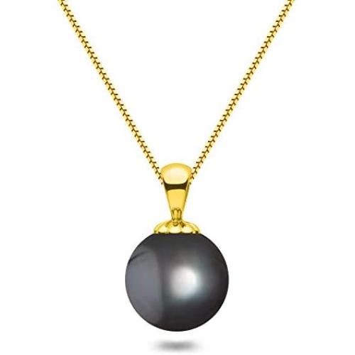 Black Japanese AAAA 6-13.5mm Freshwater Cultured Pearl Pendant Necklace 16''/18'' Solitaire Necklace Pendant - Orien Jewelry