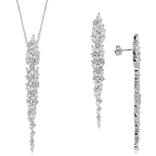 ENZOMAR River Necklace and Earring Sets for Women - Bridal Jewelry Set for Wedding, Engagement Gifts for Women, Bridesmaids Gifts for Wedding, Big Sister Necklace, Grandma Necklace, Wife Birthday Gift, Anniversary Gift, Mom Gifts, Mothers Day Gifts