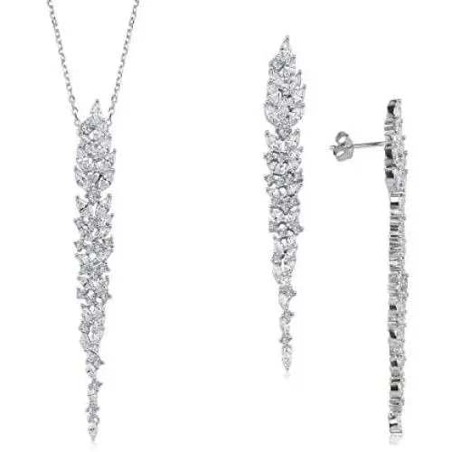 ENZOMAR River Necklace and Earring Sets for Women - Bridal Jewelry Set for Wedding, Engagement Gifts for Women, Bridesmaids Gifts for Wedding, Big Sister Necklace, Grandma Necklace, Wife Birthday Gift, Anniversary Gift, Mom Gifts, Mothers Day Gifts ENZOMAR River Necklace and Earring Sets for Women - Bridal Jewelry Set for Wedding, Engagement Gifts for Women, Bridesmaids Gifts for Wedding, Big Sister Necklace, Grandma Necklace, Wife Birthday Gift, Anniversary Gift, Mom Gifts, Mothers Day Gifts