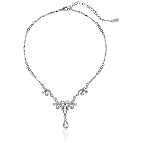 1928 Jewelry Crystal Teardrop Y-Shape Necklace, 15''