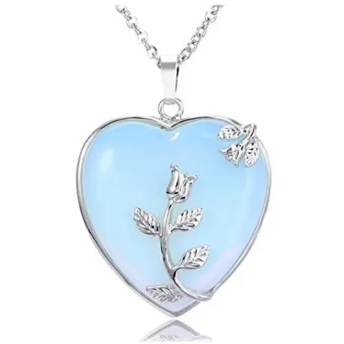 CrystalTears Natural Healing Crystal Necklace Flower Wire Wrapped Heart Stone Pendant Gemstone Necklace Jewelry for Women Girls CrystalTears Natural Healing Crystal Necklace Flower Wire Wrapped Heart Stone Pendant Gemstone Necklace Jewelry for Women Girls