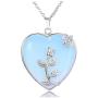 CrystalTears Natural Healing Crystal Necklace Flower Wire Wrapped Heart Stone Pendant Gemstone Necklace Jewelry for Women Girls