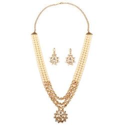 Touchstone Indian Bollywood Handcrafted Traditional Royal Mughal Kundan Polki Meenakari Enamel Colorful Wedding Designer Jewelry Long Necklace Set in Gold and Silver Tone for Women.