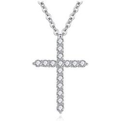 KOEDLN Full Shining Zircon Crystal Cross Pandent Neckalce Christian Religion Protect Luck Necklace for Women Girls Jewelry