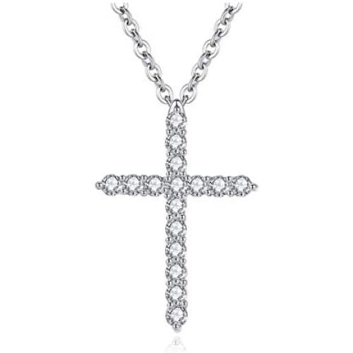 KOEDLN Full Shining Zircon Crystal Cross Pandent Neckalce Christian Religion Protect Luck Necklace for Women Girls Jewelry