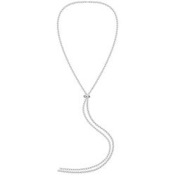 FAMARINE CZ Long Necklace, Rhinestone Bar Y Lariat Necklace Silver Tone for Women Birthday Gift