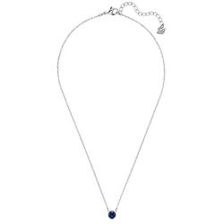 Swarovski Womens 125th Anniversary Attract Round Crystal Necklace and Pierced Earring Jewelry Set, Blue Crystals with Rhodium Plated Metal