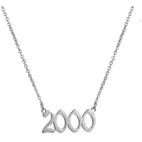 JIAHATE Year Necklace for Womens Girl,Initial Birth Year Number Necklace Men Boy Birthstone Birthday Charm Friendship Old English Font Stainless Steel Pendant Necklace Chain Jewelry