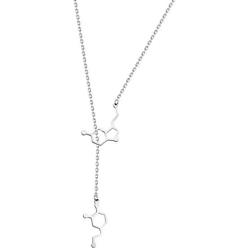 KUIYAI Happiness Serotonin Molecule Dopamine Molecule Lariat Y Necklace Molecular Structure Pendant Necklace Science Geek Jewelry Chemistry Lovers Gift