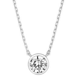 PAVOI 14K Gold Plated 1.00 ct (D Color, VVS Clarity) CZ Simulated Diamond Bezel-Set Solitaire Choker Necklace | Sterling Silver Necklace for Women