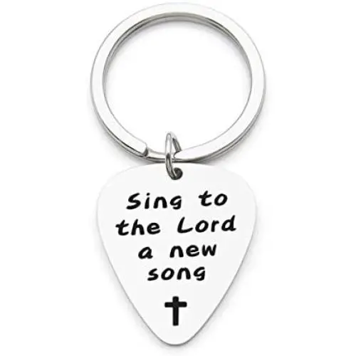 WUSUANED Christian Guitar Pick Keychain Sing to The Lord A New Song Religious Jewelry Inspirational Gift for Musicians Worship Leader WUSUANED Christian Guitar Pick Keychain Sing to The Lord A New Song Religious Jewelry Inspirational Gift for Musicians Worship Leader