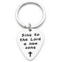 WUSUANED Christian Guitar Pick Keychain Sing to The Lord A New Song Religious Jewelry Inspirational Gift for Musicians Worship Leader