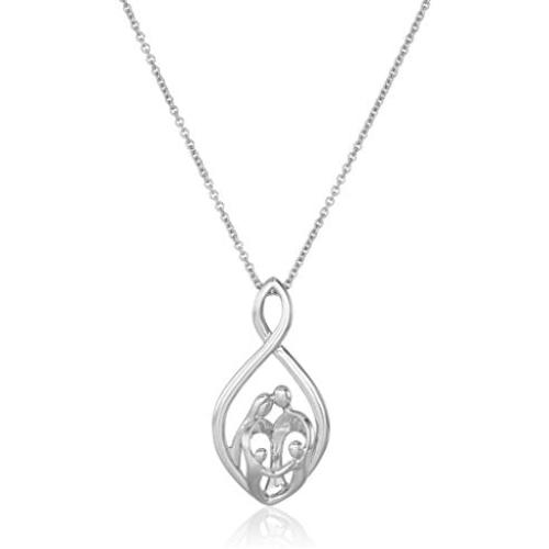 Amazon Collection Sterling Silver Family Infinity Pendant Necklace, 18''
