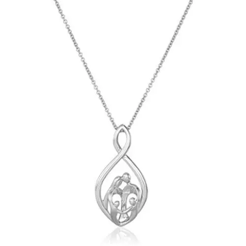 Amazon Collection Sterling Silver Family Infinity Pendant Necklace, 18'' Amazon Collection Sterling Silver Family Infinity Pendant Necklace, 18''