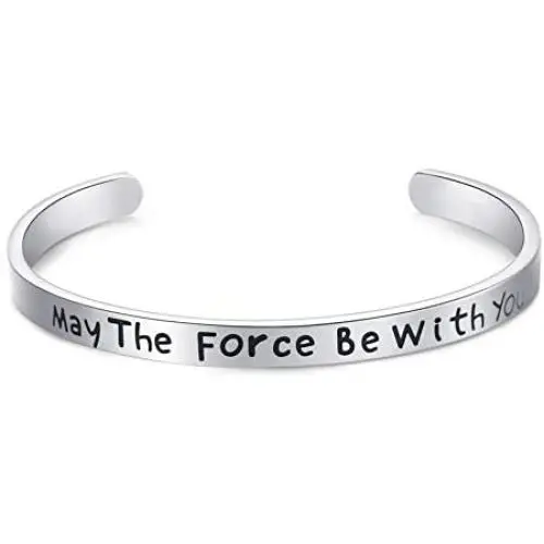 LParkin May The Force Be with You Cuff Bracelet Stainless Steel High Polished Finish Cuff Bracelet Men Women LParkin May The Force Be with You Cuff Bracelet Stainless Steel High Polished Finish Cuff Bracelet Men Women