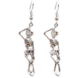 Sterling Silver 925 Plated Retro human skeleton bone Design Dangle Drop Earring