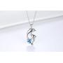 Dolphin Necklace 925 Sterling Silver Dolphin Jewelry with Blue Heart Shaped Crystals Circle Pendant Necklace Dolphin Mother Day Gift for Women Girls
