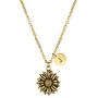 Joycuff Sunflower Necklace Dainty Letter Jewelry Antique Gold Daisy Flower Charm Chain Pendant Personalized Monogram Inspirational Gifts for Her Women Daughter Sister Wife Best Friend