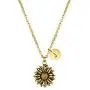 Joycuff Sunflower Necklace Dainty Letter Jewelry Antique Gold Daisy Flower Charm Chain Pendant Personalized Monogram Inspirational Gifts for Her Women Daughter Sister Wife Best Friend