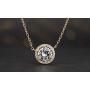 MIA SARINE Sterling Silver Solitaire with Halo Cubic Zirconia Necklace for Women