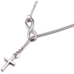 XCFS Unisex 925 Silver Plated Smooth Cross Religious Pendant Necklace,20inch chain