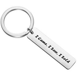 MAOFAED Realtor Gift Real Estate Agent Gift I Came I Saw I Sold Keychain for Him or Her