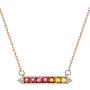 18K Rose Gold Plated S925 Fancy Colored Pendant Necklace Rainbow Color Birthstone Ruby Sapphire Baguette Necklace 16-18'' Fine Jewelry for Women Gilrs