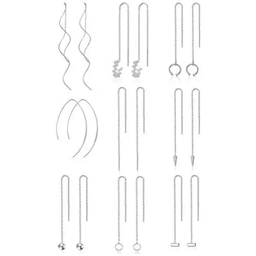 Ofeiyaa 9 Pairs Chain Tassel Earrings Wave Threader Ball Dangle Drop Chain Earrings Set Curved Threader Earrings For Women Girls Silver Gold Tone Ofeiyaa 9 Pairs Chain Tassel Earrings Wave Threader Ball Dangle Drop Chain Earrings Set Curved Threader Earrings For Women Girls Silver Gold Tone