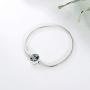 LONAGO Jewelry Moments Daisy Flower Snake Chain Charm 925 Sterling Silver Blue Crystal Bracelet Fit Pandora Charm Birthday Gift for Women Mom