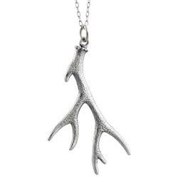 FashionJunkie4Life Sterling Silver Textured Deer Antler Pendant Necklace, 18'' Chain