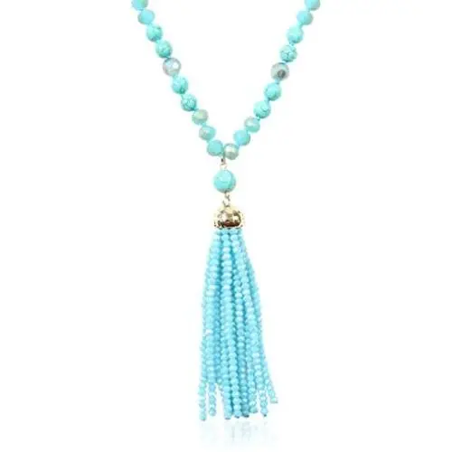 RIAH FASHION Bohemian Pendant Beaded Long Statement Necklace - Sparkly Crystal Bead Boho Teardrop, Natural Stone, Tassel Charm Wrap Lariat RIAH FASHION Bohemian Pendant Beaded Long Statement Necklace - Sparkly Crystal Bead Boho Teardrop, Natural Stone, Tassel Charm Wrap Lariat