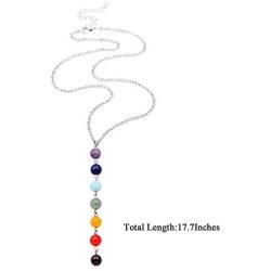 YUANKEXIANG Chakra Necklace 7 Chakra Stones Pendant Necklace Beads Gemstone Healing Crystals Jewelry Birthday