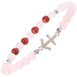 Juvale Zodiac Sagittarius Bracelet, Rose Quartz Red Jasper Beads, One Size