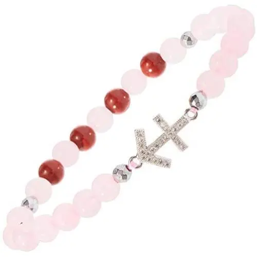 Juvale Zodiac Sagittarius Bracelet, Rose Quartz Red Jasper Beads, One Size Juvale Zodiac Sagittarius Bracelet, Rose Quartz Red Jasper Beads, One Size