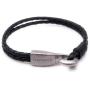 Big Hook Mens Braided Leather Bracelet Black Handcrafted in USA