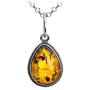 Sterling Silver Amber Drop Small Charm Pendant Earrings Set 18 Inches