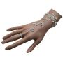 TFJ Women Fashion Jewelry Hand Chain Wrist Bracelet Flower Slave Ring Floral Beads Silver