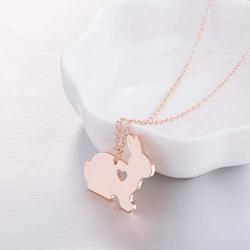 BELUCKIN Cute Heart Rabbit Necklace Natural Animal Bunny Pendant Necklace for Girls