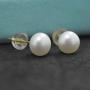 KEETEEN “Moon&Star'' Sterling Silver Studs 8mm Freshwater with Crystal Zircon Pearl Earrings for Women