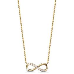 FANCIME 14K Solid Yellow Gold Small Cute Infinity Diamond Pendant Friendship Necklace Fine Dainty Jewelry For Women, 16'' + 2'' Extender (0.072cttw, I-J Color, SI2 Clarity)