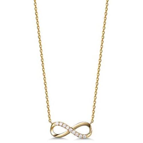 FANCIME 14K Solid Yellow Gold Small Cute Infinity Diamond Pendant Friendship Necklace Fine Dainty Jewelry For Women, 16'' + 2'' Extender (0.072cttw, I-J Color, SI2 Clarity)
