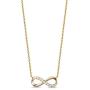 FANCIME 14K Solid Yellow Gold Small Cute Infinity Diamond Pendant Friendship Necklace Fine Dainty Jewelry For Women, 16'' + 2'' Extender (0.072cttw, I-J Color, SI2 Clarity)